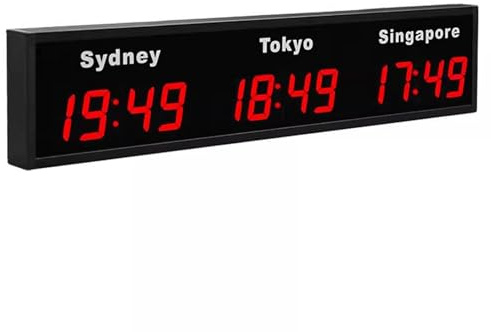 Reloj mundial digital con múltiples zonas horarias, pantalla de pared para hoteles, oficinas y hogares, ideal para entornos multinacionales