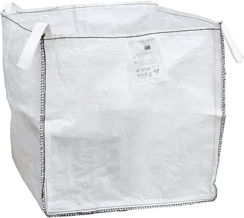 DIVCHI Sacs de construction en vrac FIBC - 1 tonne, en matériau tissé de qualité industrielle et sacs de stockage avec poignées | Sans logo | Sac géant durable pour usage en construction, jardin et