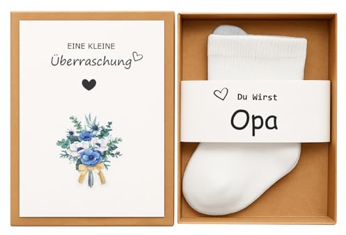 Cezlstesy Schwangerschaft Verkünden | Ihr Werdet Oma und Opa | Du wirst Papa | Baby Verkündung | Babysöckchen | Überraschung Geschenkset - Liebevolle Ankündigung für Familie(Opa)