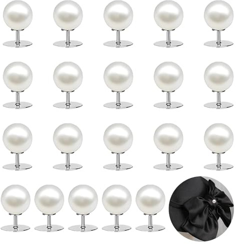 20 styck pärlknappar brosch 12mm - broscher damer pärlknappar för kläder utan söm, brosch för att förminska urringning för damhemdar & brudeklänningar (Vit)