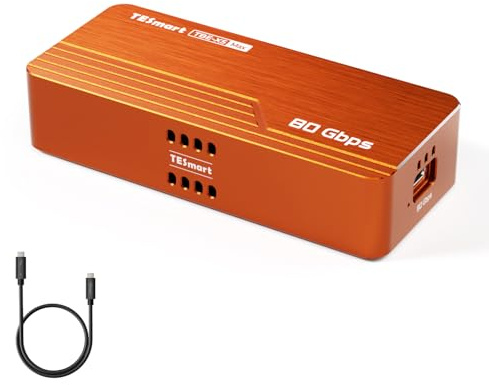TESmart 80Gbps M.2 NVMe SSD Gehäuse, NVMe Gehäuse kompatibel für Thunderbolt 5/4, USB 3,2/3,1/3,0/2,0, 2230 2242 2260 2280 SSD, USB C Case festplatten gehäuse kompatibel mit MacBook M2 M4 Pro/Max