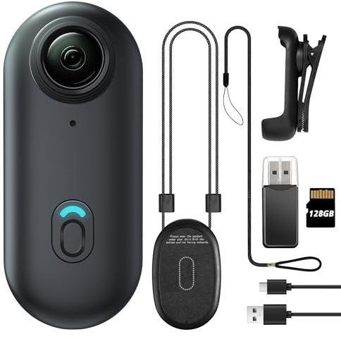 4K 128GB Mini Körperkamera, tragbare Action Body Cam, Daumengröße Hände frei Aufzeichnung Körper getragen Kamera, Premium tragbare Camcorder Mount überall für Arbeit, Reisen, Haustier zu Fuß (schwarz)