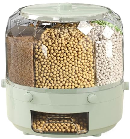 Contenedor de almacenamiento de granos, dispensador de alimentos giratorio de 5 L/10 L, recipientes herméticos de almacenamiento de alimentos para organización de despensa de cocina, dispensador de