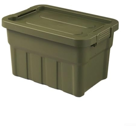 Cajas de almacenamiento multiusos con tapa para un apilamiento vertical eficiente, ideales para organizar accesorios, manualidades y artículos de tocador (verde oliva mediano)
