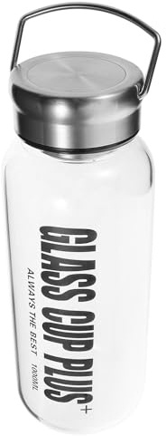 MOLUCKFU Bouteille D'eau en Verre 1000ml Grosse Capacité Transparente Résistante Haute Température Travail Sport Extérieur Maison