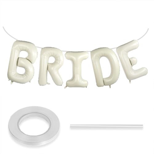 40 Zoll Bride Deko Ballons, Creme Weiße“Bride” Buchstaben Folienballon, 40-Zoll-Luftballons Hochzeit, Junggesellenabschied Frauen Ballon, für Bachelorette Party, Hochzeit Deko