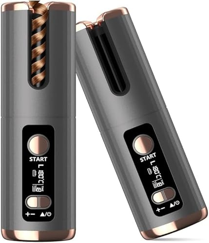 Rizador de Pelo Automático Inalámbrico, Ondulador de Pelo Portátil con 6Temperaturas y Temporizador, Tenacillas para Rizar el Pelo de Cerámica Turmalina, Rizadora Antiquemaduras para Todo Tipo de Pelo
