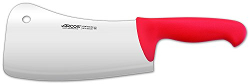 Arcos Cuchillo Carnicero Nitrum Acero Inoxidable y Hoja 200 mm. Cuchillo Carnicero Profesional. Mango Ergonómico Polipropileno. Serie 2900. Color Rojo.