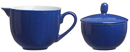 Ritzenhoff & Breker Milch- & Zuckerset Doppio, Indigo Blau, Milchkännchen/Gießer 170 ml, Zuckerdose ø 9 cm, aus Porzellan, Spülmaschinengeeignet