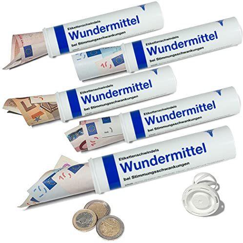 5er-Pack: WUNDERMITTEL | Geld- & Geschenkröhrchen im Medikamenten-Stil | LUSTIGES GELDGESCHENK | ideal für Hochzeit Konfirmation Jugendweihe Umzug oder als Geldgutschein | made by Scherzboutique