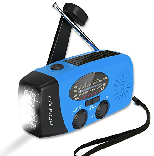 2000mAh Weather Emergency Radio, Portable Solar AM/FM/NOAA Hand Crank Radio, Cell Phone Charger with SOS, 1W LED Flashlight, Headphone Jack, Power for Emergency Preparedness