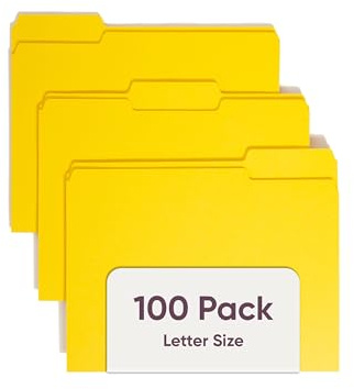 Smead Colored File Folder, 1/3-Cut Tab, Letter Size, Yellow, 100 per Box (12943)