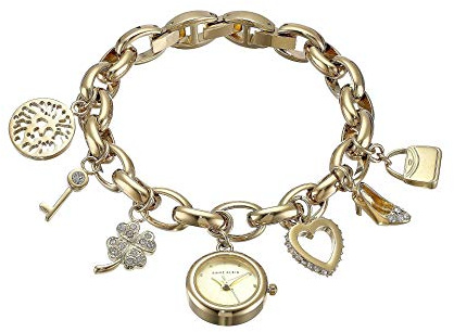 Anne Klein Orologio da donna Premium con cristalli e charm in tonalità oro, 10/7604CHRM