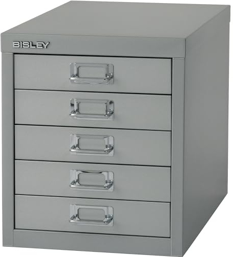 BISLEY MultiDrawer(TM), 12er Serie, 5 Schubladen à H 51 mm, DIN A4, Farbe: Silber