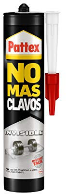 Pattex No Más Clavos Invisible, pegamento resistente transparente, pegamento extrafuerte para madera, metal y más, adhesivo de montaje instantáneo, 1 cartucho x 310 g