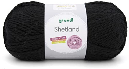 Gründl Wolle Shetland - Winterwolle - 1 Knäuel 100 g, Schwarz | Dicke Wolle zum Häkeln und Stricken Weich und wärmend - 80 % Polyacryl, 20 % Wolle - 100 g / 170 m - Nadelstärke 7-8