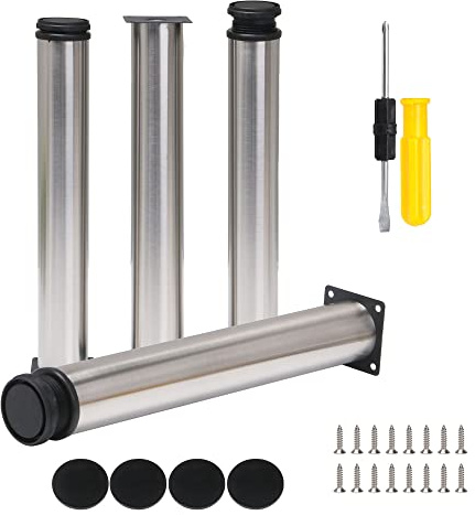 BQLZR 350 mm höhenverstellbar, aus Edelstahl, Kabinett, Büro, Sofa, Couchtisch, TV, Bett, Füße, 4 Stück
