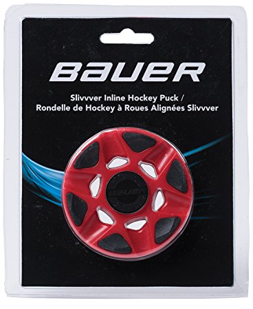 BAUER - Silvvver Inline Hockey Puck I Streethockey-Puck I Puck für Roller- und Inlinehockey I Indoor Puck mit geringer Reibung I verhindert Puckspringen - Rot