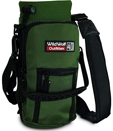 Best support pour bouteille d'eau pour bouteilles 1 134 g Transport protéger et Isoler vos isotherme avec cette Qualité militaire de transport 2 poches et une sangle d'épaule rembourrée réglable Green