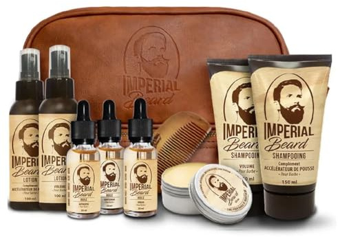 IMPERIAL BEARD - Kit Barbe Homme - 1 Peigne à Barbe + 8 Soins - Cadeau Homme Original - Fabrication Française