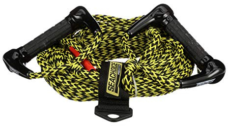 SEACHOICE 86729 Water Ski Rope, 75 Feet Long, Dual 5-1/2 Inch Handles with Textured Rubber Grips, Yellow/Black, One Size