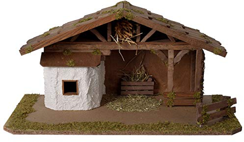 Holyart etable crèche en Bois modèle scandinave 30x55x30 cm pour santons de 10-12 cm