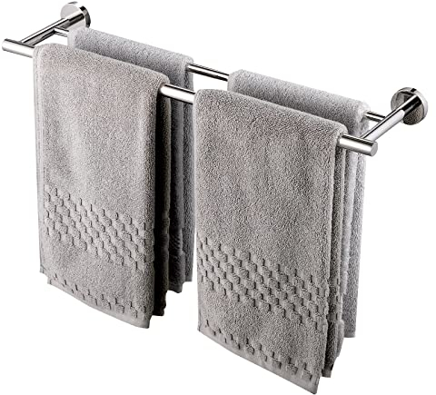 KES Handtuchhalter Doppelt Handtuchstange Badetuchhalter Edelstahl SUS304 Handtuch Halter Bad Handtuchhalterung Zweiarmig Wandmontage 60cm Poliert, A2001S60