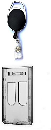1x STAHLSEIL Ausweisset Ausweis-Set Ausweisjojo Ausweiszipper Ausweishalter oval + Kartenhülle Daumenschub 2 KARTEN Ausweishülle Transparent vertikal