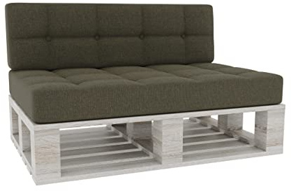 Gutekissen® Palettenkissen Gesteppte Kissen mit Knöpfen, Palettenauflagen Sitzkissen Rückenlehne Gesteppt PFG (Set (Sitzkissen 120x80 +Rückenlehne 120x40), Dunkelgrün)
