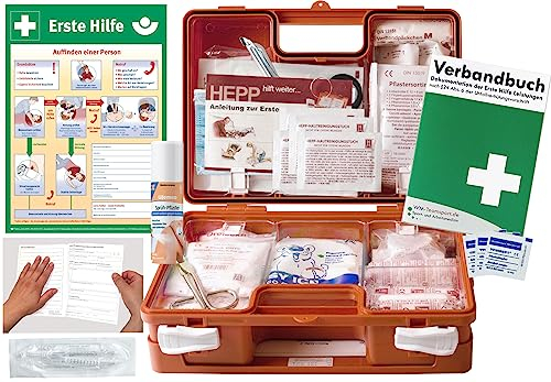 Verbandskoffer/Verbandskasten (K) Typ S - INKL. 90° ARR. -Paket 2- Erste Hilfe - aktuelle DIN 13157 für Betriebe INKL. Verbandbuch + Sprühpflaster + Aushang