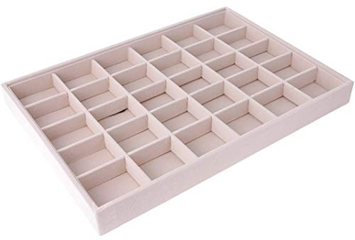 POFET Bandeja de joyas, organizador de joyas, soporte apilable para collares, pulseras, anillos, pendientes, 35 x 24 x 3 cm
