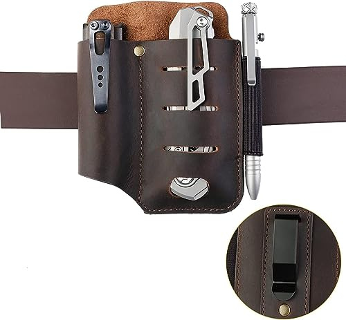 VIPERADE PJ15 Multitool Sheath for Belt, EDC Pocket Organizer for Men, Leather Pouch with Keychain, Flashlight Holder, Pen Holder, Tools Sheath Knife Sheath for Leatherman