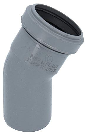 HT Rohr Bogen Grau Ø DN 50 mm 30 Grad | Abwasser Winkel Kunststoff Abflussrohr Kunststoffbogen PVC PP Doppelabzweig Verbindung Anschlussstück