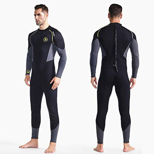 ZCCO Herr våtdräkt - Ultra Stretch 1,5 mm neopren kostym med dragkedja på baksidan, helkropp en del dykardräkt för snorkling, dykning, simning och surfing (svart-1,5 mm, S)