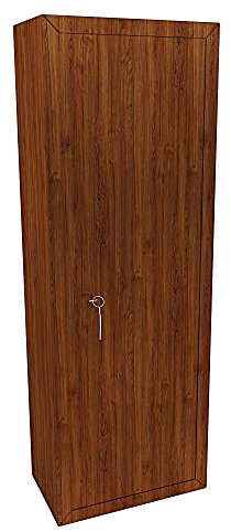 Bricozone Fuciliera Armadio Portafucili Armi in Acciaio Blindato con Cassetto Tesoretto con Serratura E Chiave A Doppia Mappa Cassaforte Robusta e Sicura Colore Legno (10 posti)