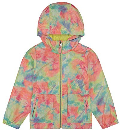 Jessica Simpson Girls Lightweight Anorak Jacket with Jersey Lining, Blue Pink Tie Dye, 14/16