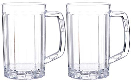 Angoily 2 Stück 500 ml transparente Bierkrug Becher Kunststoff Bier Trinkbecher Saft Becher Haushalt Wasserbecher Partybedarf