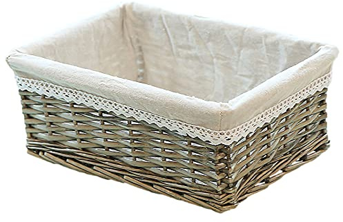rismart Vimini Rattan Cestini per Servire Pane Spuntini Conservazione Fatto a Mano Decoro Ciotola Grigio