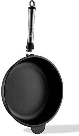 Tangherò Padella Alta Antiaderente 28cm Manico Removibile Diamantata PA28T | Alluminio pressofuso, rivestimento diamantato, manico removibile in acciaio inox, padella alta grill per cucina e fornelli