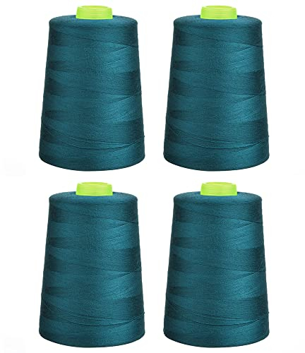 Phönix 4x5000m Universal Qualitätsgarn, Stärke 120 Nähgarn für Overlock-Nähmaschinen (Petrol)