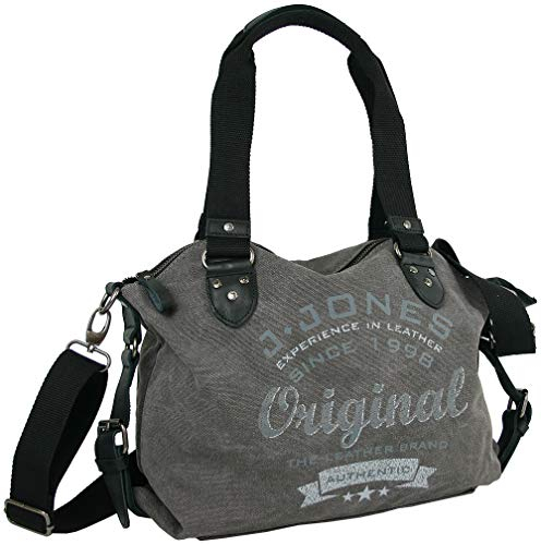 JENNIFER JONES - Große Damen Handtasche aus Canvas und Echtleder - Vintage Look - Casual Schultertasche - Umhängetasche