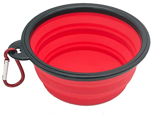 Camping Bowl Collapsible Dish Foldable Travel Portable Pop Up Silicone Hiking Walking Outdoor (Red)