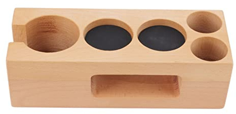 TOPINCN Wooden Coffee Tamping Station, Wood Coffee Filter Tamper Holder Wooden Espresso Tamper Mat Stand Tamper Station Wooden Base with Mat for Home Cafes (L)