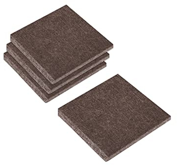 sourcing map Felt Furniture Pads, 40mm x 40mm Self Adhesive Square Floor Protectors for Furniture Legs Hardwood Floor, Brown 12Pcs