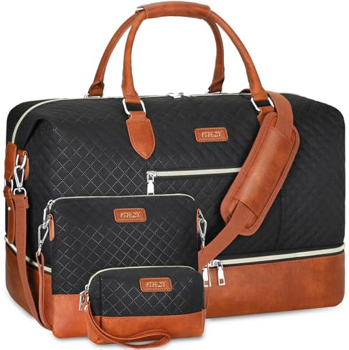 ITIEZY Weekender Übernachtungstasche für Damen, große Reisetasche mit Schuhfach, Sporttasche, Krankenhaus-Tasche, Handgepäcktasche für Flugzeuge mit Umhängetasche, 3 Stück