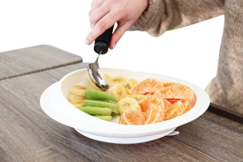 KMINA Assiette Ventouse Adulte Réutilisable (x1 Unité), Ergonomique et sans BPA, Antidérapante, Anti-basculement, Handicapés, Repas Parkinson