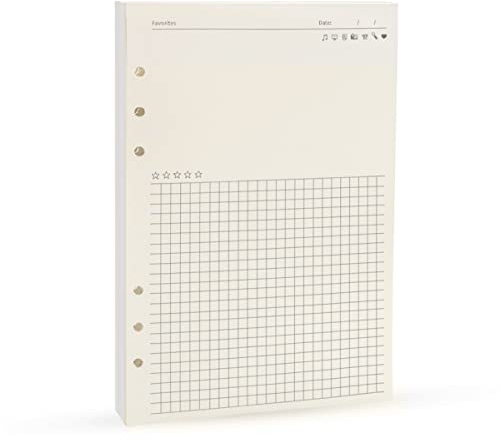 Spiral Notebook Refill,A5 Planner Inserts,6 Ring Binder Refill, for Filofax/Personal Journal, 45 sheets/90 pages, Harphia(A5 5.59 x 8.27'',Noterecord)