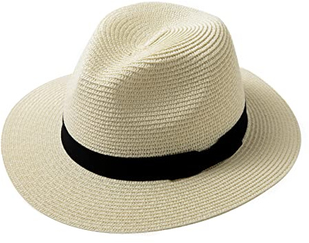 Comhats Panamahut Herren breite Krempe Strohhut Damen Urlaub am Strand Sonnenhut UPF 50 + Sommerhut 00715,Weiß-L