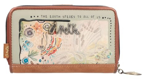 Anekke Mittelgroße Geldbörse für Damen, RFID-Schutz, Geldbörse aus Kunstleder mit Amazonia-Reißverschluss, Zubehör und Accessoires für Damen, 15 x 10 x 3 cm, bunt, Einheitsgröße
