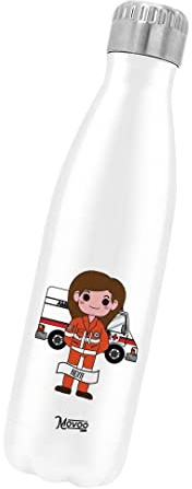 Borraccia Termica Bottiglia Termica Acciaio Inox 500ml Bottiglia Termica Made in Italy Ecologica 24 Ore Freddo & 12 h Caldo - Personalizzata con nome - Ambulanza Donna